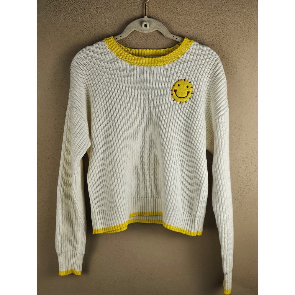 Anthropologie X Kerri Rosenthal Womens Smiley Sun Stitch Chunky Knit Sweater Med
